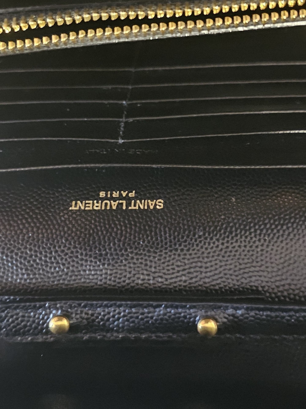 Saint Laurent Black Quilted Chevron Wallet with Gold YSL Logo - Picture 5 of 11